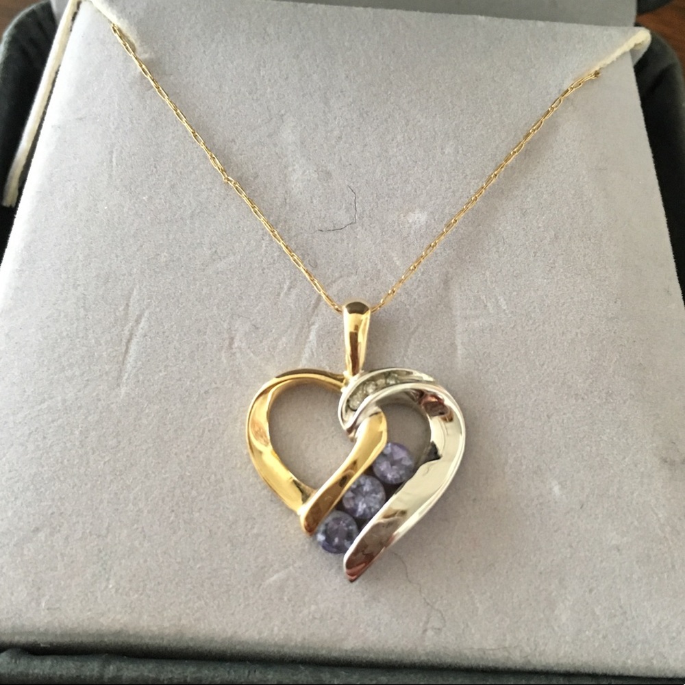Heart-shaped silver and gold necklace